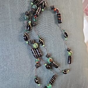 Vintage Venetian Italian Aventurine Green Art Glass Beads
